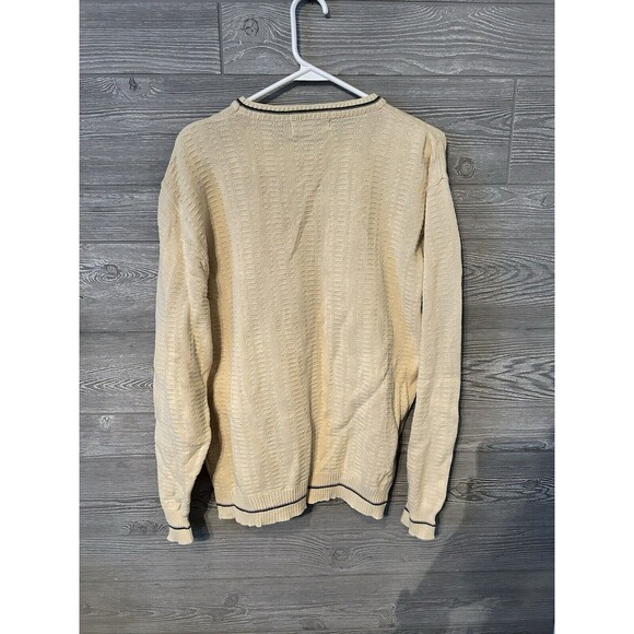 PINNACLE Yellow Crewneck Long Sleeve Cotton Sweater Men M ~Made in USA~ VTG - Picture 4 of 7